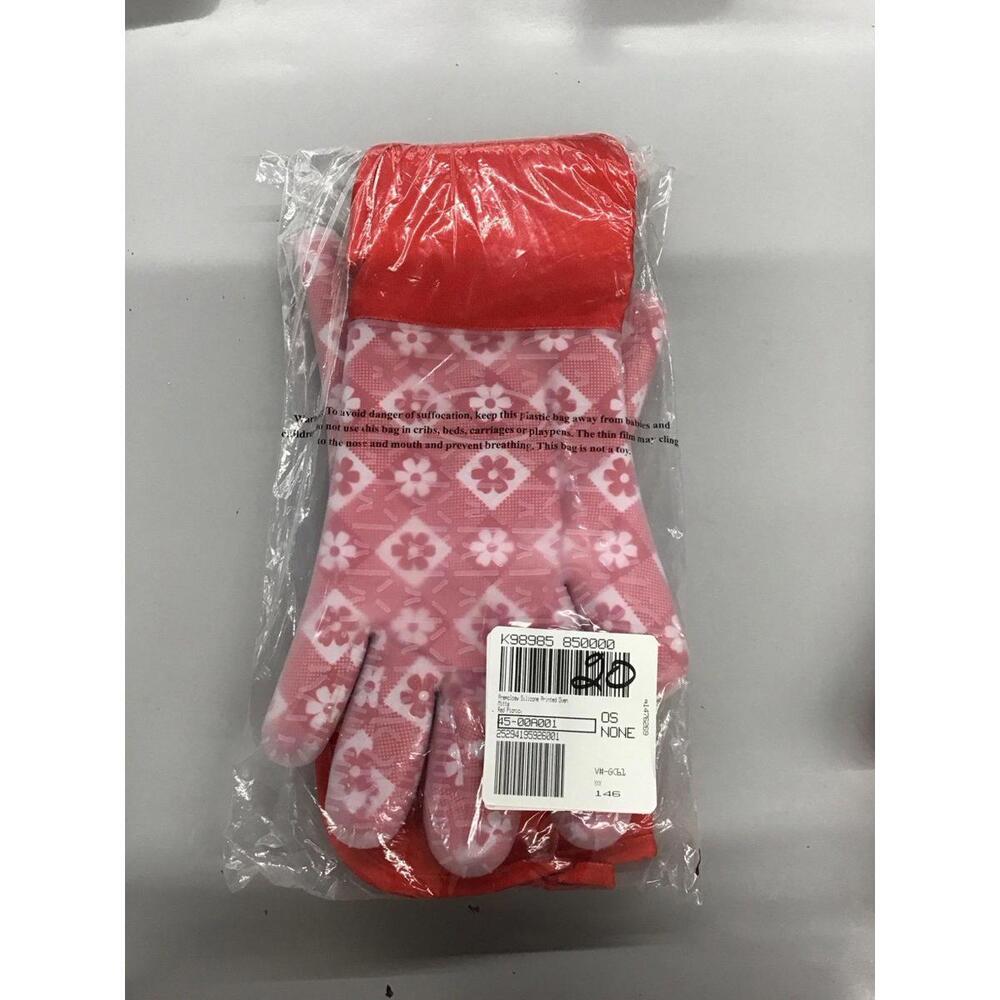 Prepology silicone printed oven mitts red picnic 2 pack new from qvc